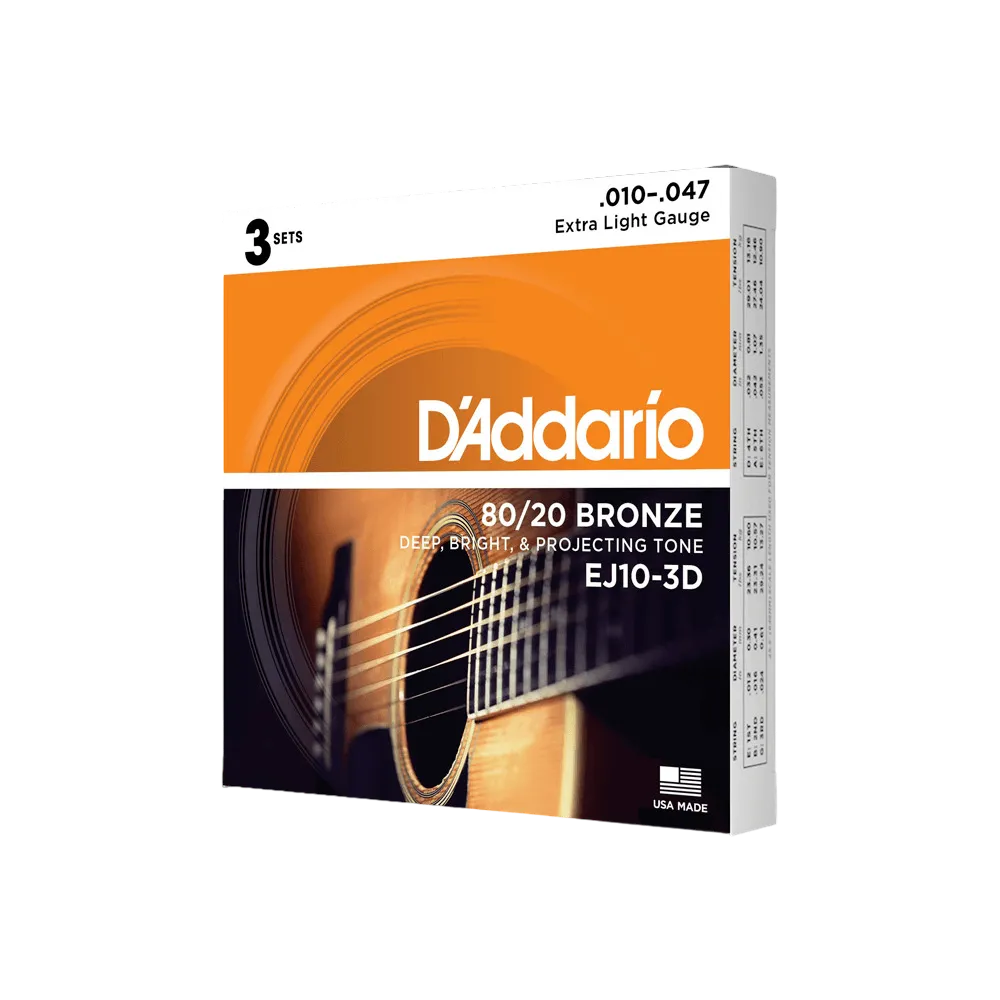 D'Addario Bronze Acoustic Guitar Strings_